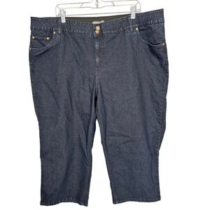 Woman Within Dark Blue Denim Capri‎ Pants Women's Size 24W